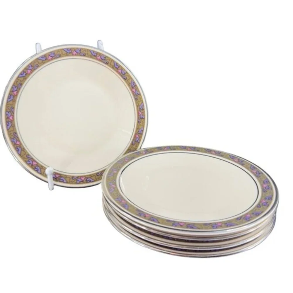 Franciscan Constantine‎ Vintage Porcelain Ceramic Dish Plate Set 5 Plates VTG